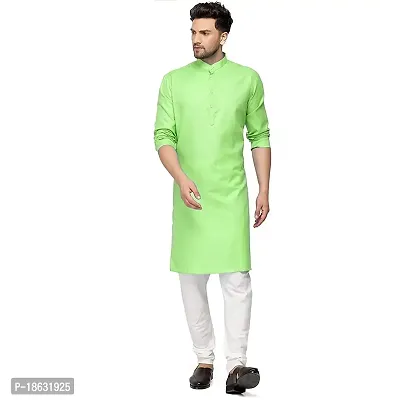 KRISHNAM FASHION Ethnic Look Cotton Blend Straight Kurta Pajama Set. Classic Kurta Pajama Set special for men's Suitable for All Occasions Will give You Smart LookingMore Attractive (XS, parrot)-thumb0