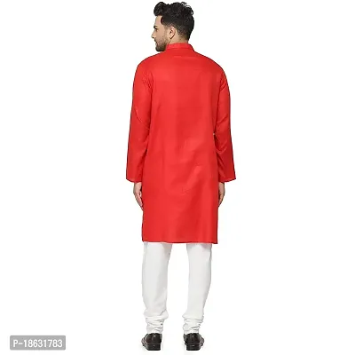 KRISHNAM FASHION Ethnic Look Cotton Blend Straight Kurta Pajama Set. Classic Kurta Pajama Set special for men's Suitable for All Occasions Will give You Smart LookingMore Attractive (XL, Red)-thumb4