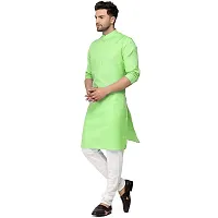 KRISHNAM FASHION Ethnic Look Cotton Blend Straight Kurta Pajama Set. Classic Kurta Pajama Set special for men's Suitable for All Occasions Will give You Smart LookingMore Attractive (XS, parrot)-thumb2