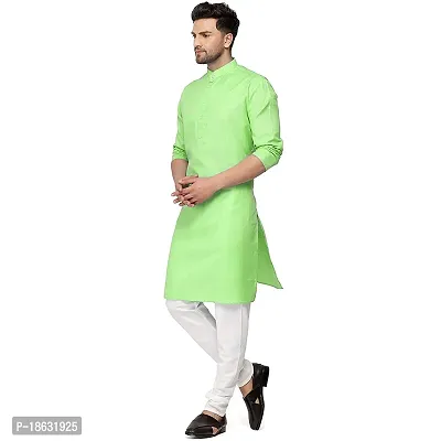 KRISHNAM FASHION Ethnic Look Cotton Blend Straight Kurta Pajama Set. Classic Kurta Pajama Set special for men's Suitable for All Occasions Will give You Smart LookingMore Attractive (XS, parrot)-thumb3