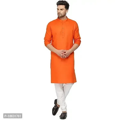 KRISHNAM FASHION Ethnic Look Cotton Blend Straight Kurta Pajama Set. Classic Kurta Pajama Set special for men's Suitable for All Occasions Will give You Smart LookingMore Attractive (XXL, Orange)