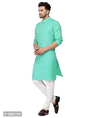 KRISHNAM FASHION Ethnic Look Cotton Blend Straight Kurta Pajama Set. Classic Kurta Pajama Set special for men's Suitable for All Occasions Will give You Smart LookingMore Attractive (XL, Rama)-thumb3