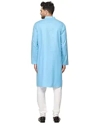 Krishnam Fashion Ethnic Look Cotton Blend Straight Kurta Pajama Set. Classic Kurta Pajama Set Special for Men's Suitable for All Occasions Will give You Smart Looking More Attractive. (S, Sky)-thumb4