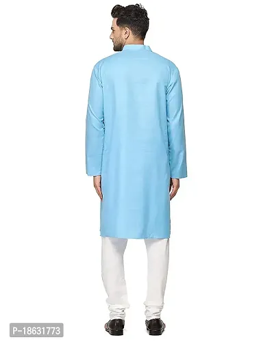 Krishnam Fashion Ethnic Look Cotton Blend Straight Kurta Pajama Set. Classic Kurta Pajama Set Special for Men's Suitable for All Occasions Will give You Smart Looking More Attractive. (S, Sky)-thumb5
