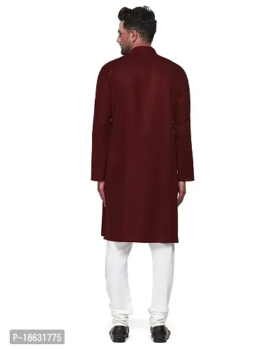 KRISHNAM FASHION Ethnic Look Cotton Blend Straight Kurta Pajama Set. Classic Kurta Pajama Set special for men's Suitable for All Occasions Will give You Smart LookingMore Attractive (S, Maroon)-thumb3
