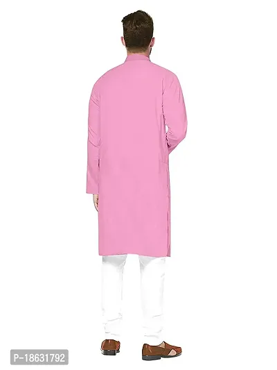 KRISHNAM FASHION Ethnic Look Cotton Blend Straight Kurta Pajama Set. Classic Kurta Pajama Set special for men's Suitable for All Occasions Will give You Smart LookingMore Attractive (XXL, Pink)-thumb3
