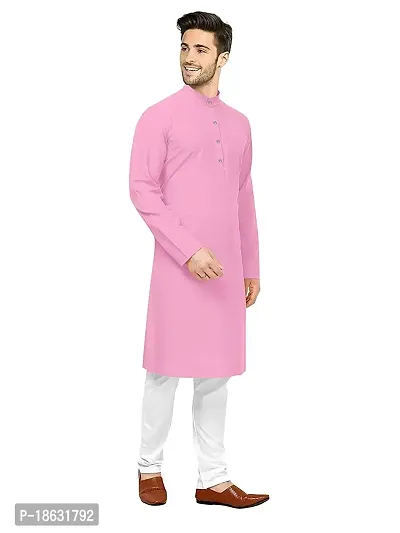 KRISHNAM FASHION Ethnic Look Cotton Blend Straight Kurta Pajama Set. Classic Kurta Pajama Set special for men's Suitable for All Occasions Will give You Smart LookingMore Attractive (XXL, Pink)-thumb2