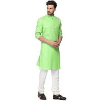 KRISHNAM FASHION Ethnic Look Cotton Blend Straight Kurta Pajama Set. Classic Kurta Pajama Set special for men's Suitable for All Occasions Will give You Smart LookingMore Attractive (XS, parrot)-thumb1