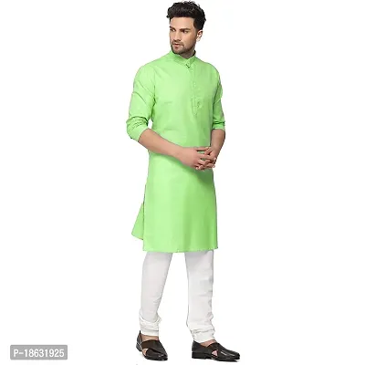 KRISHNAM FASHION Ethnic Look Cotton Blend Straight Kurta Pajama Set. Classic Kurta Pajama Set special for men's Suitable for All Occasions Will give You Smart LookingMore Attractive (XS, parrot)-thumb2
