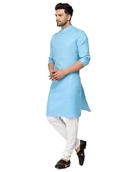 Krishnam Fashion Ethnic Look Cotton Blend Straight Kurta Pajama Set. Classic Kurta Pajama Set Special for Men's Suitable for All Occasions Will give You Smart Looking More Attractive. (S, Sky)-thumb3
