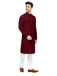 KRISHNAM FASHION Ethnic Look Cotton Blend Straight Kurta Pajama Set. Classic Kurta Pajama Set special for men's Suitable for All Occasions Will give You Smart LookingMore Attractive (S, Maroon)-thumb1