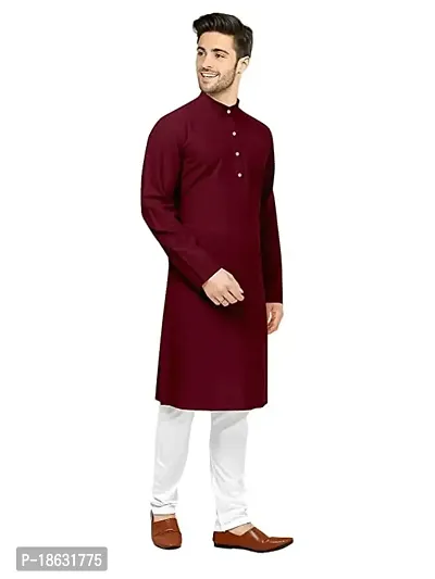 KRISHNAM FASHION Ethnic Look Cotton Blend Straight Kurta Pajama Set. Classic Kurta Pajama Set special for men's Suitable for All Occasions Will give You Smart LookingMore Attractive (S, Maroon)-thumb2