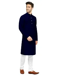 KRISHNAM FASHION Ethnic Look Cotton Blend Straight Kurta Pajama Set. Classic Kurta Pajama Set special for men's Suitable for All Occasions Will give You Smart LookingMore Attractive (S, Navy Blue)-thumb1