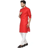 KRISHNAM FASHION Ethnic Look Cotton Blend Straight Kurta Pajama Set. Classic Kurta Pajama Set special for men's Suitable for All Occasions Will give You Smart LookingMore Attractive (XL, Red)-thumb1