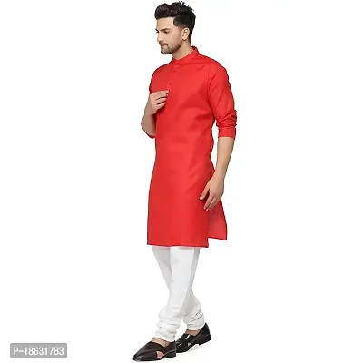 KRISHNAM FASHION Ethnic Look Cotton Blend Straight Kurta Pajama Set. Classic Kurta Pajama Set special for men's Suitable for All Occasions Will give You Smart LookingMore Attractive (XL, Red)-thumb2