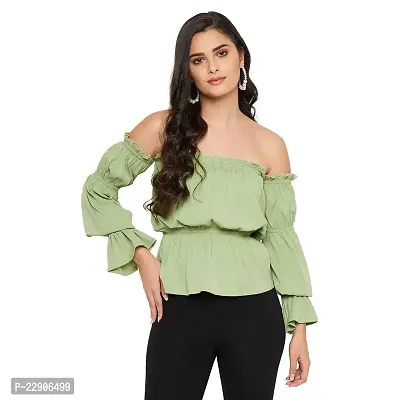 Light green off discount the shoulder top