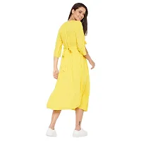 WineRed Women Yellow Embroidered Gathered Dress-thumb4
