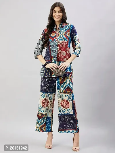 Contemporary Multicoloured Cotton Printed Co-Ords Sets For Women-thumb0