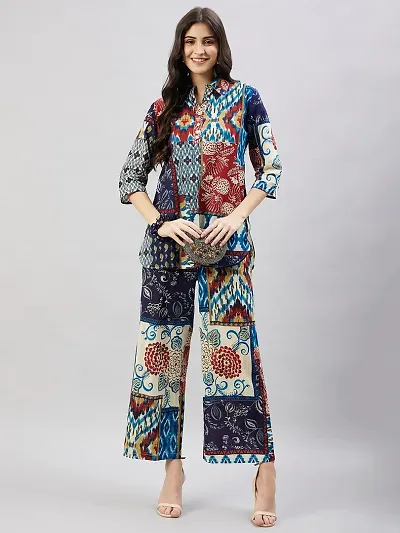 Contemporary Multicoloured Cotton Printed Co-Ords Sets For Women