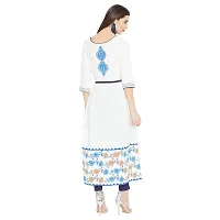 WineRed Women Block Print Flared Kurta with Paisley Print and Belt Off-White-thumb3