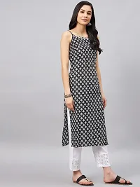 WineRed Women Black and White Geometric Print Strap Kurta-thumb4