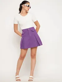WineRed Women Purple Pleated Skirt-thumb2