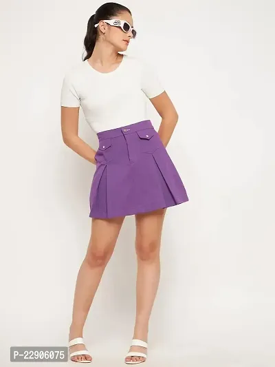 WineRed Women Purple Pleated Skirt-thumb3