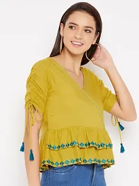 Elegant Yellow Rayon Embroidered Top For Women-thumb4