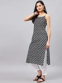 WineRed Women Black and White Geometric Print Strap Kurta-thumb3