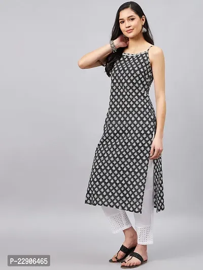 WineRed Women Black and White Geometric Print Strap Kurta-thumb4