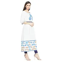 WineRed Women Block Print Flared Kurta with Paisley Print and Belt Off-White-thumb2