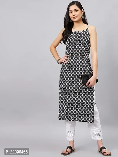 WineRed Women Black and White Geometric Print Strap Kurta-thumb2