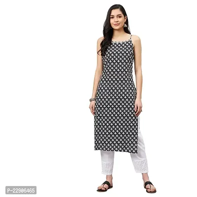 WineRed Women Black and White Geometric Print Strap Kurta-thumb0