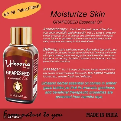 Urbaano Herbal Grapeseed Essential Oil for Skin, Hair,Natural Carrier Oil- Theraputic Grade (100% Undiluted - No Additive in Attractive Gift Pack) - 20 ml Women  Men-thumb4