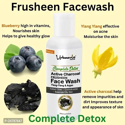 Urbaano Herbal 30% Peeling Solution  Frusheen Sulphate Free Detox Charcoal Face Wash (30ml+200ml) Combo-thumb3