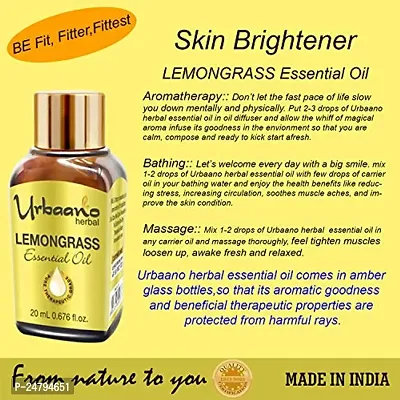 UBRAANO HERBAL Lemongrass Essential Oil For face, Skin, Hair, Aroma  Theraputic Grade (100% Undiluted - No Additive in Attractive Gift Pack) - 20 ml-thumb2