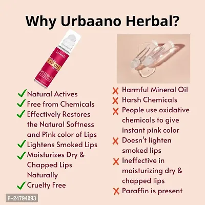 Urbaano Herbal Lip Oil Serum - Smoothing, Lightening, Brightening Dark, Dry, Pigmented and Chapped Lips Care for Men, Women  Teenagers- Hydrates lip, restores Lip colour Naturally - 2x10ml = 20ml-thumb2