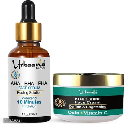 Urbaano Herbal 30% (Aha+Bha+Pha) Peeling Serum  Kojic Shine Day Cream Combo  For Glowing Skin