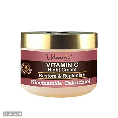 Urbaano Herbal Vitamin C Night Cream Replenish with Natural Bakuchiol (Retinol)  Niacinamide - (50 gm)