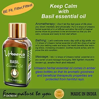 UBRAANO HERBAL Basil Essential Oil For face, Skin, Hair, Aroma  Theraputic Grade (100% Undiluted - No Additive in Attractive Gift Pack) - 20 ml-thumb4