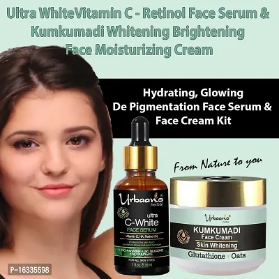 Urbaano Herbal Skin Whitening Face Cream (50gm) and 20% Vitamin C Face Serum with Niacinamide  Hyaluronic Acid -(30ml) -Combo Pack-thumb2