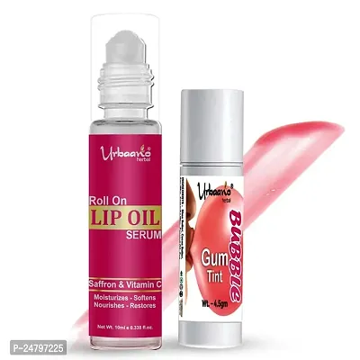 Urbaano Herbal Tint Lip  Cheek Balm Bubble Gum  Beetroot Lip Serum Oil, Combo ECOCERT Squalane infused with Natural SPF, Ultra Moisturize for Women  Teens - 4.5gm +10ml-thumb0