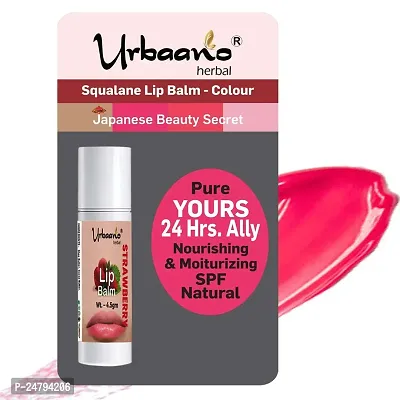 Urbaano Herbal Tint Lip  Cheek Balm, Strawberry Lipcare, ECOCERT Squalane infused with Natural SPF Protection, Ultra Moisturization for?Women  Teens-4.5gm-thumb0