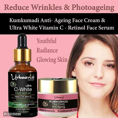 Urbaano Herbal Anti Aging Face Cream (50gm) and 20% Vitamin C Face Serum with Niacinamide  Hyaluronic Acid (30ml) -Combo Pack-thumb5