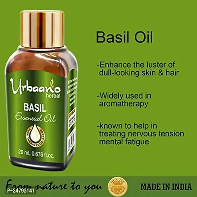 UBRAANO HERBAL Basil Essential Oil For face, Skin, Hair, Aroma  Theraputic Grade (100% Undiluted - No Additive in Attractive Gift Pack) - 20 ml-thumb3