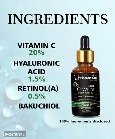 Urbaano Herbal Skin Whitening Face Cream (50gm) and 20% Vitamin C Face Serum with Niacinamide  Hyaluronic Acid -(30ml) -Combo Pack-thumb2