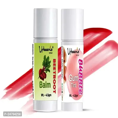 Urbaano Herbal Tint Lip Balm Combo Bubble Gum  Beetroot Pink Lip  Cheek Balm, Natural Squalane infused with Natural SPF, Ultra Moisturize for Women  Teens -(4.5gm +4.5gm)