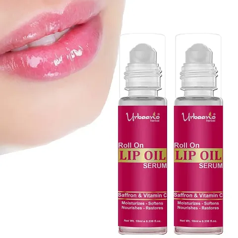 Urbaano Herbal Lip Oil Serum - Smoothing, Lightening, Brightening Dark, Dry, Pigmented and Chapped Lips Care for Men, Women  Teenagers- Hydrates lip, restores Lip colour Naturally - 2x10ml = 20ml