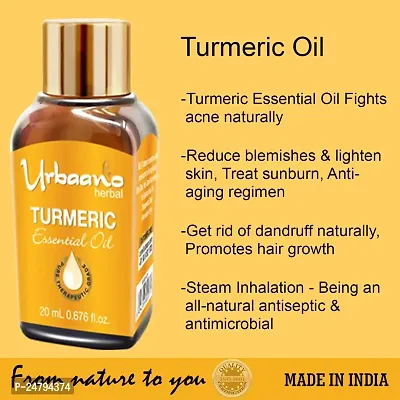 Urbaano Herbal Turmeric Essential Oil For face, Skin, Hair, Aroma  Theraputic Grade (100% Undiluted - No Additive in Attractive Gift Pack) - 20 ml-thumb4