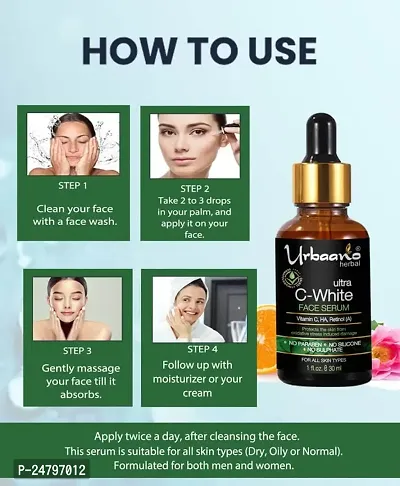 Urbaano Herbal Skin Whitening Face Cream (50gm) and 20% Vitamin C Face Serum with Niacinamide  Hyaluronic Acid -(30ml) -Combo Pack-thumb3
